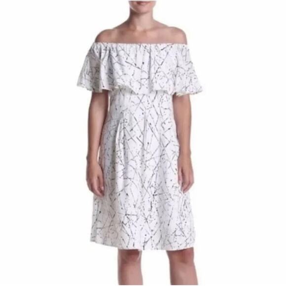 Chelsea & Theodore Linen Off-the-Shoulder Splatter Dress | Size XL - Picture 13 of 13